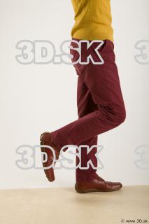 Leg flexing reference of yellow sweater red trousers Sidney 0006